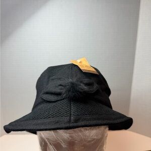 C.C Black Women's Hat with Flower Accent
